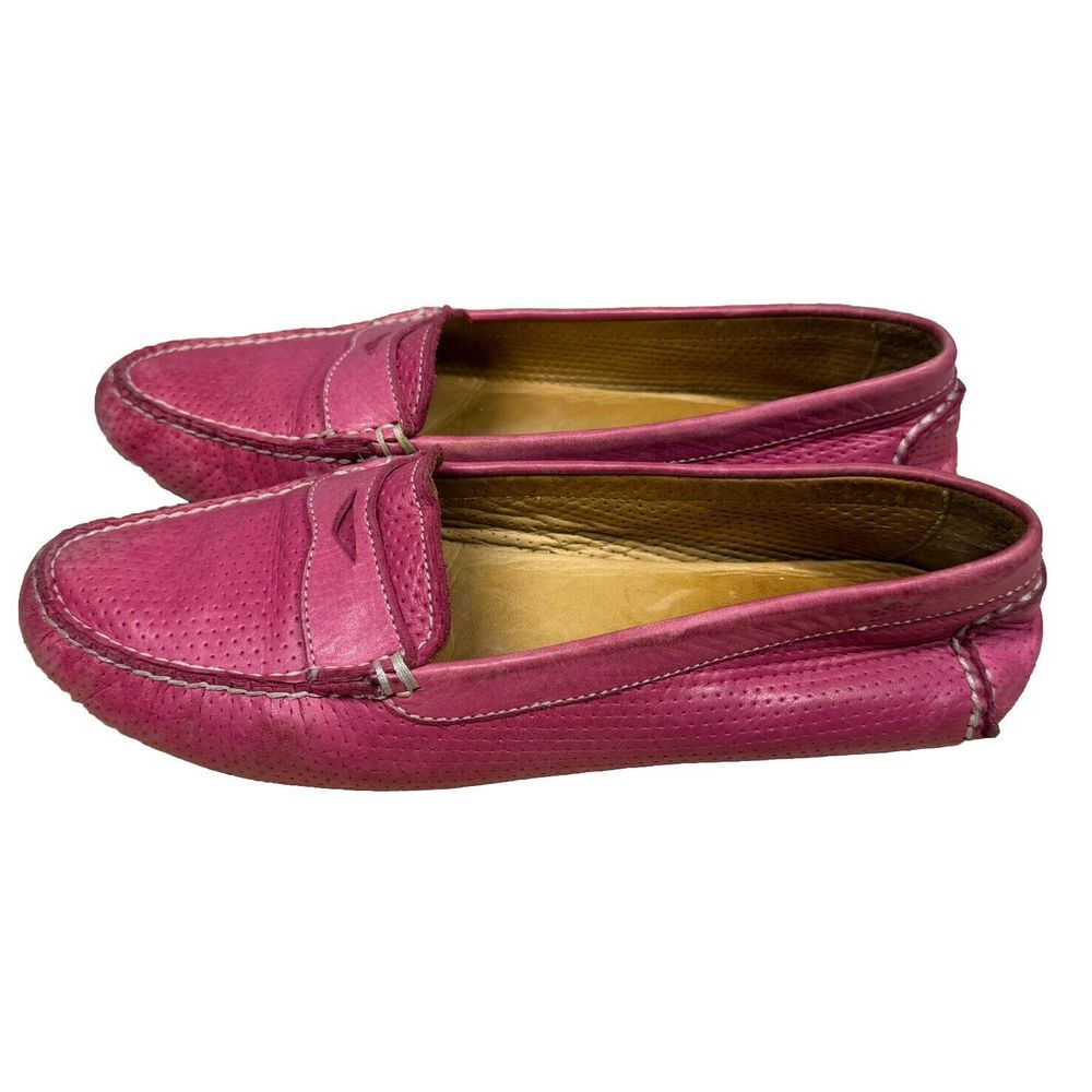 Peter Millar Women's Pink Perforated Leather Mocc Barbie Barbiecore Loafers 6M